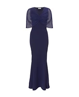 Quiz Women's Scuba Crepe Maxi Dress with Mesh Cape