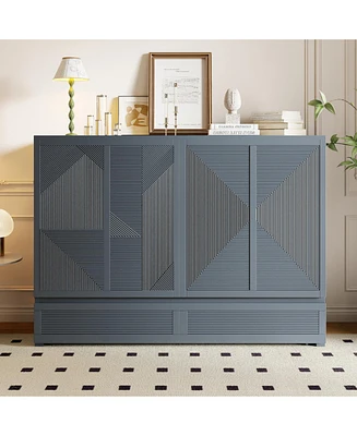 Queen Size Murphy Bed with Large Drawer,Usb Ports and