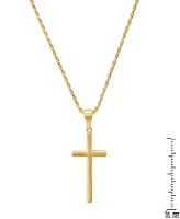 Steeltime Men's 14K Gold Plated Rope Chain and Cross Pendant Necklace