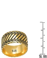 Steeltime Men's 14K Gold Plated and Sterling Silver Black Ip Band Ring