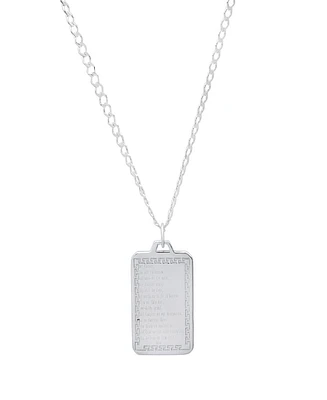 Steeltime Men's Sterling Silver Lords Prayer Dog Tag Pendant Necklace
