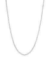 Steeltime Unisex Sterling Silver Cuban Flat Necklace
