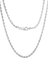 Steeltime Unisex Sterling Silver Rope Chain Necklace