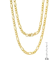 Steeltime Unisex 14K Gold Plated Figaro Superflat Necklace
