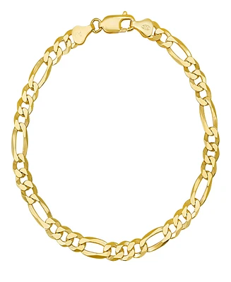 Steeltime Unisex 14K Gold Plated Sterling Silver 150 Figaro Super Flat 8.5" Bracelet