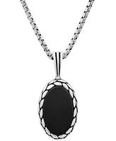 Steeltime Men's Simulated Black Onyx Oval Pendant Necklace
