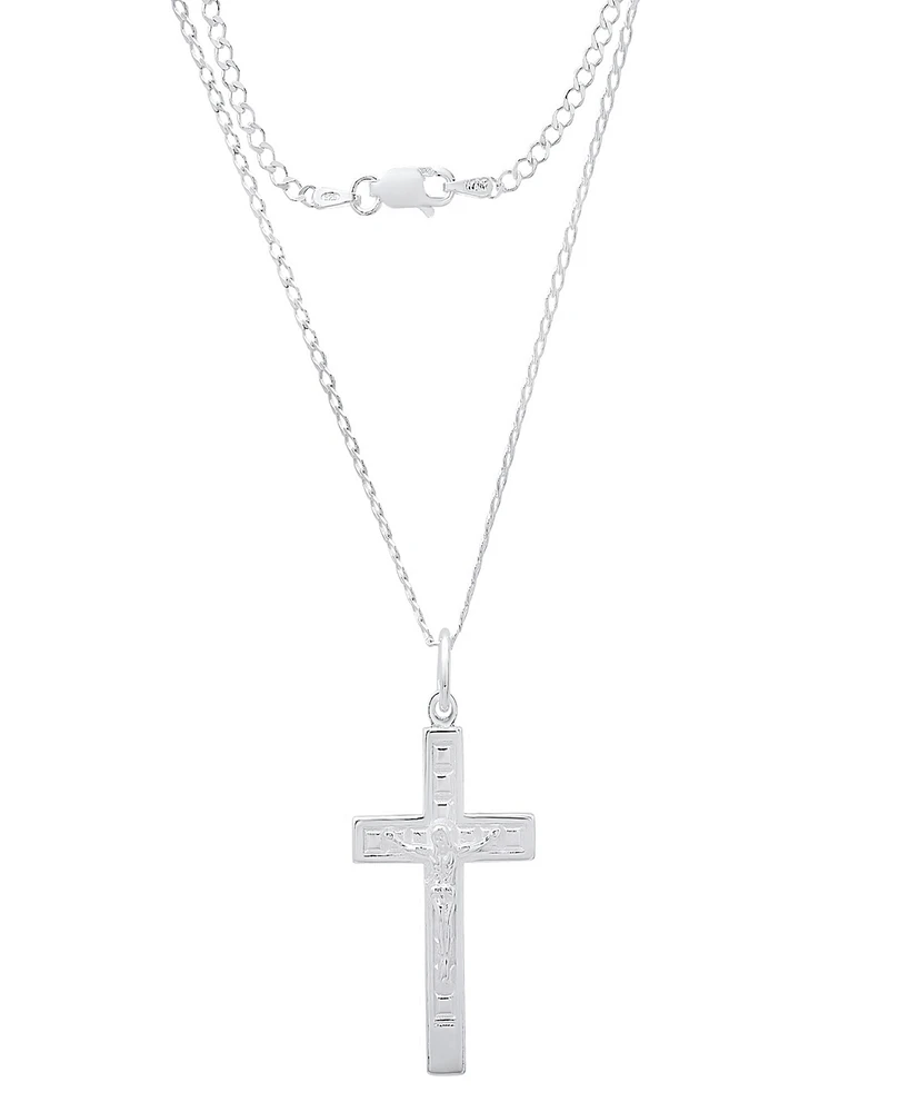 Steeltime Men's Sterling Silver Crucifix Paired Pendant Necklace