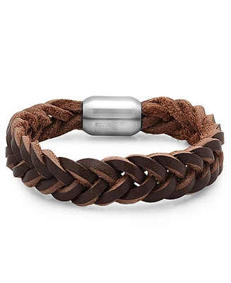 Steeltime Men's Braided Leather Bracelet