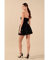 endless rose Women's Sequins Floral Mini Skirt