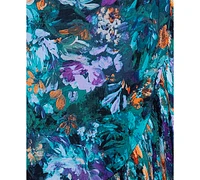 Xscape Plus Printed Ruffled Sleeveless Maxi Dress