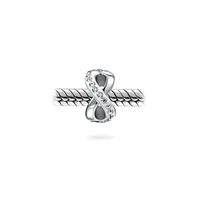 Bling Jewelry Couples Forever Love Knot Figure 8 Motif Crystal Accent Infinity Bead Charm Spacer .925 Sterling Silver Fits European Bracelet