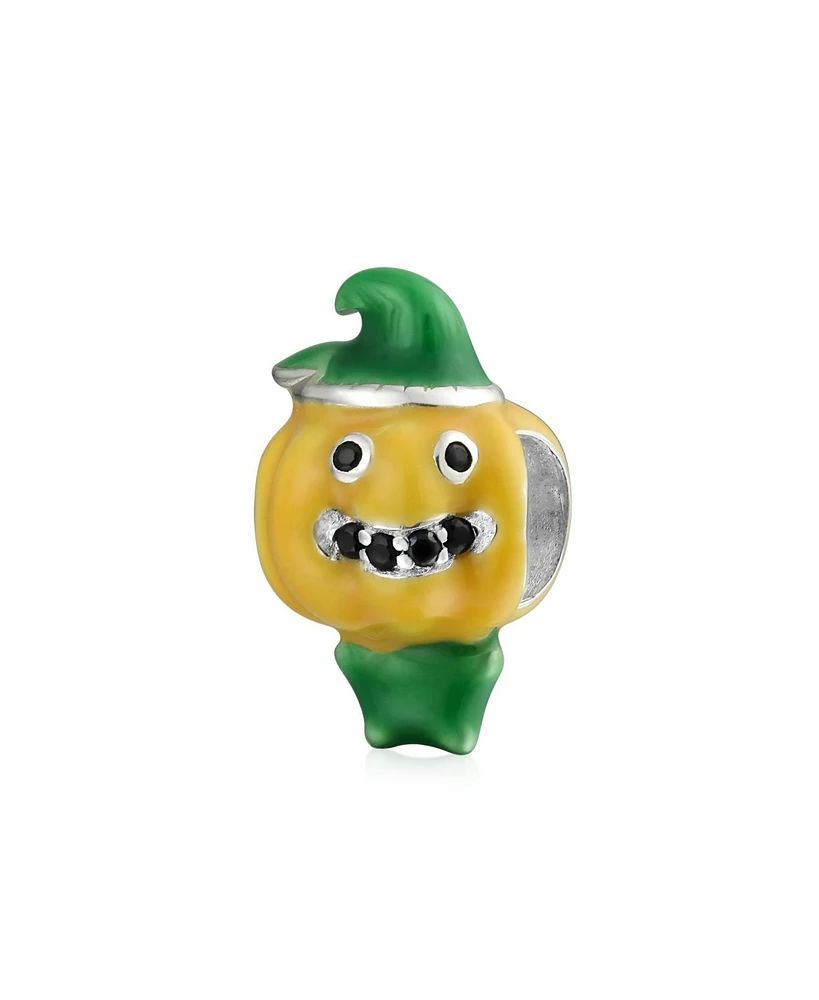 Bling Jewelry Halloween Scarecrow Pumpkin Charm Bead Enamel Sterling Silver for Bracelets