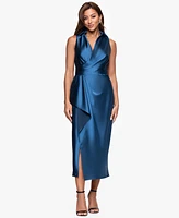 Xscape Women's Collar Sleeveless Sheath Midi Dress