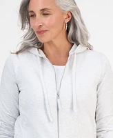 Style & Co Petite Zip-Front Long-Sleeve Hoodie, Exclusively at Macy's