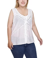 Ny Collection Plus Sleeveless Tie Detail Top