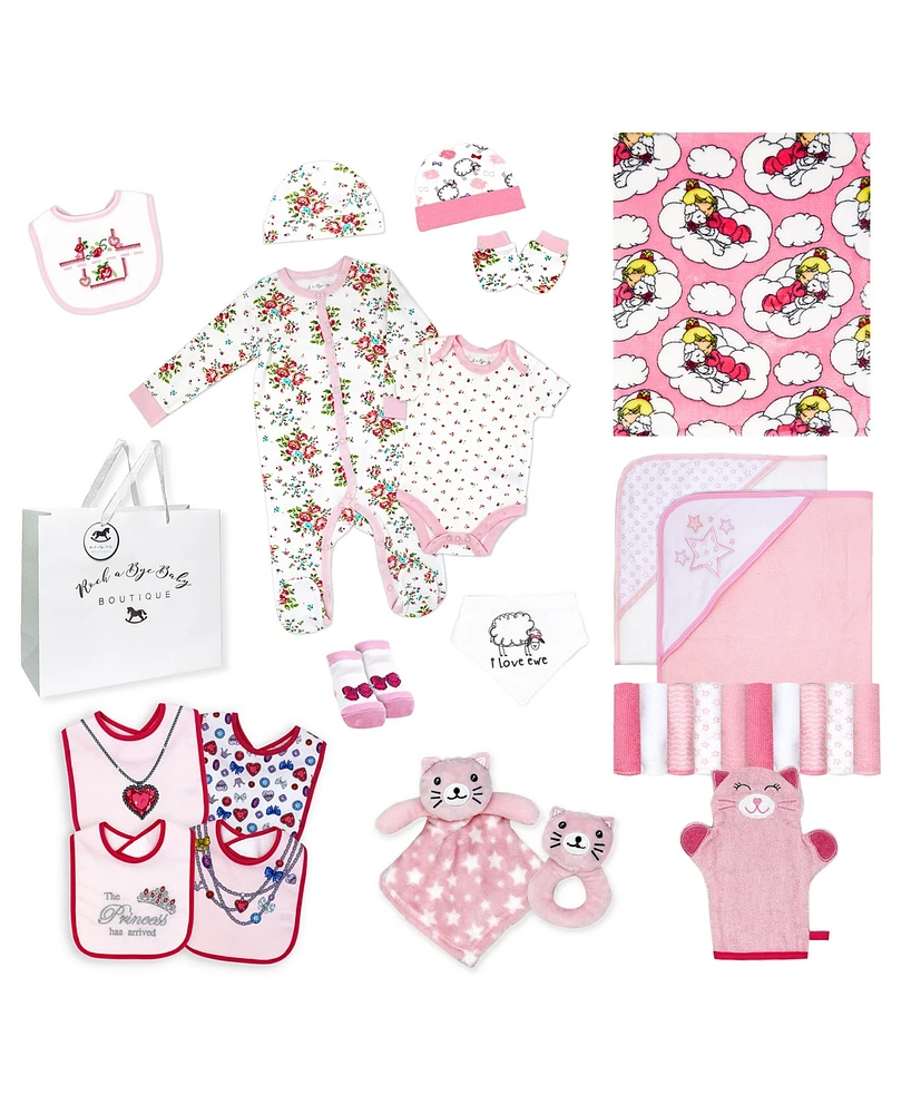 3 Stories Trading Baby Girls 28-Piece Essentials Shower Gift Bundle Set