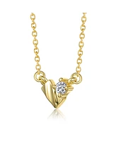 Sterling Silver 14K Gold Plated with Clear Moissanite Rectangluar Pendant Necklace.