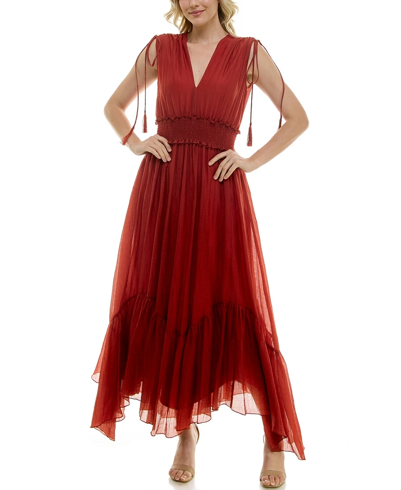 Taylor Women's V-Neck Handkerchief-Hem Dress