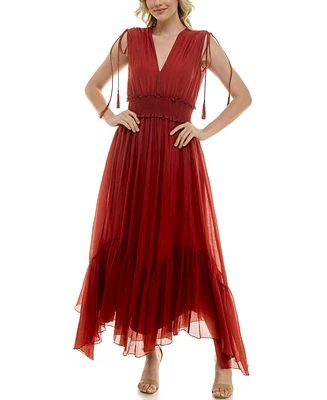 Taylor Women's V-Neck Handkerchief-Hem Dress