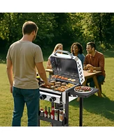 Cowsar 2-Burner Propane Gas Grill with Folding Side Tables,Stainless Steel 16,000 Btu Bbq Grill,Outdoor Grill for Barbecue,Patio,Camping