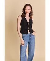 endless rose Women's Front Bow Tie Stretch Top