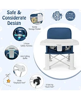 Slickblue Toddler Portable Booster Seat with Straps and Double Tray