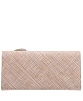 Nina Large Crystal Flower Slim Clutch Bag