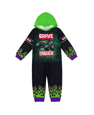 Monster Jam Boys Grave Digger Zip Up Coverall