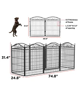 Bingopaw Heavy Duty Dog Playpen,Indoor/Outdoor Pet Fence w/Locking Pegs, Rust-Proof Steel & Non-Scratch Feet