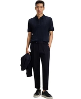 Boss by Hugo Boss Men's Cabled Front Cotton-Silk Knit Polo Shirt