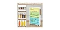 Rolling Kitchen Slim Storage Cart Mobile Shelving Organizer with Handle