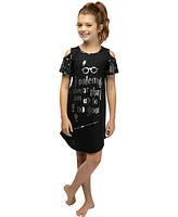 Intimo Girls' Harry Potter "Solemnly Swear" Cold Shoulder Kids Nightgown Pajama