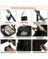 Slickblue Toddler 3-in-1 Folding Convertible Newborn Stroller with Detachable Bassinet