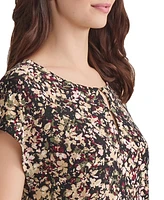Jones New York Women's Floral-Print Keyhole Top