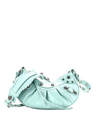 Pre-Owned Balenciaga Le Cagole Giant Studs Shoulder Bag Embossed Leather