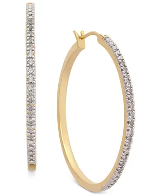 Diamond Hoop Earrings (1/4 ct. t.w.) Sterling Silver, 14k Gold-Plated Silver or Rose