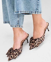 On 34th Womens V Neck Button Front Sweater High Rise Wide Leg Jeans Alaynaa Pointed Toe Bow Mule Pumps Silver Tone Curved Metal Sheet C Hoop Earrings Exclusively At Macys