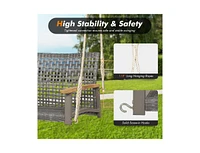 Slickblue 2-Person Patio Wicker Hanging Swing Chair for Porch Balcony or Backyard