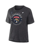 Fanatics Women's Heather Charcoal Florida Panthers 2025 Nhl Eastern Conference Champions Locker Room T-Shirt