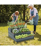 Heavy-Duty Outdoor 3-Tier Raised Garden Bed Planter Box