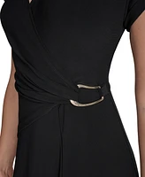 Halston Women's Surplice-Neck Faux-Wrap Dress
