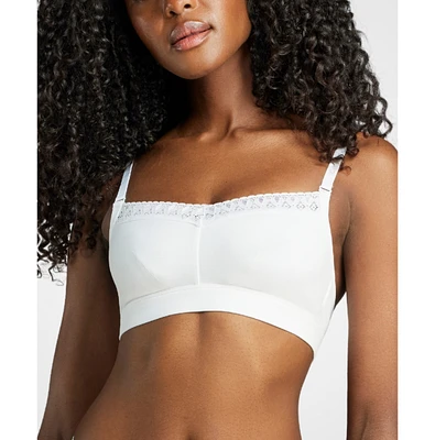 Siella Women's Organic Cotton Lace Balconette Bra