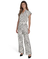 Halston Women's Printed High-Rise Wide-Leg Pants