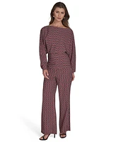 Halston Women's Printed Commuter Dolman-Sleeve Top