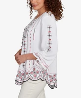 Ruby Rd. Petite Embroidered Bali Tie Sleeve Top