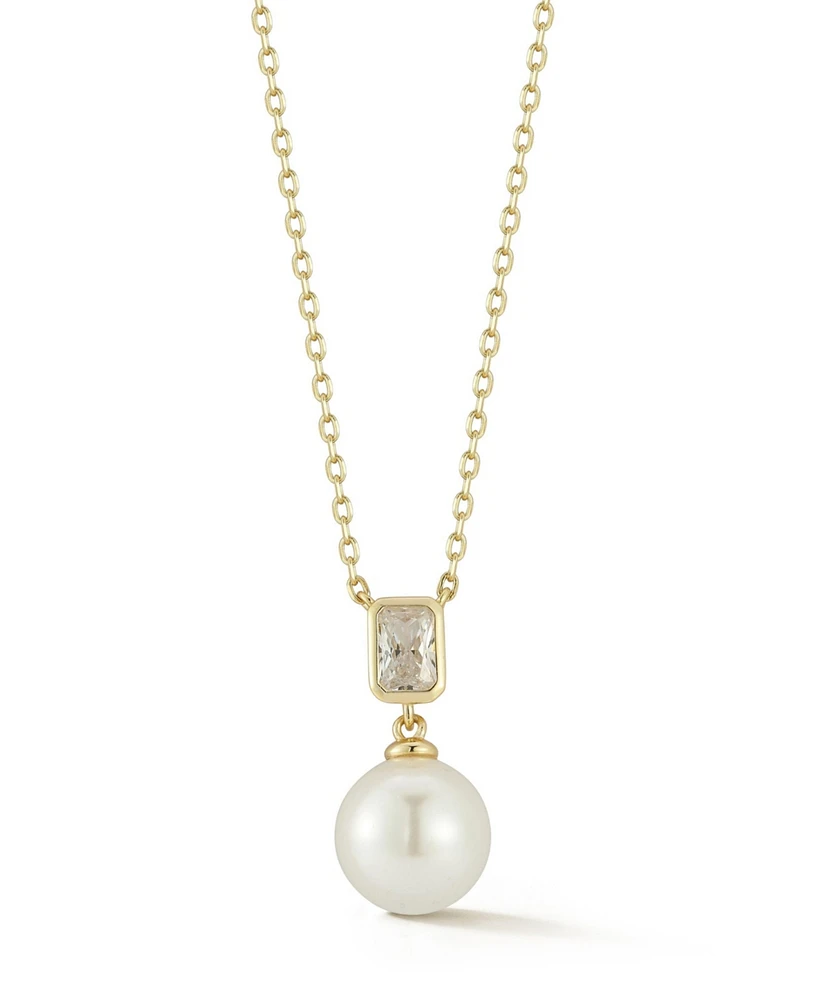 Rachel Zoe Sterling Silver Pearl and Cz Necklace