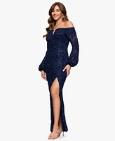 Xscape Petites Long-Sleeve Long Sheath Dress