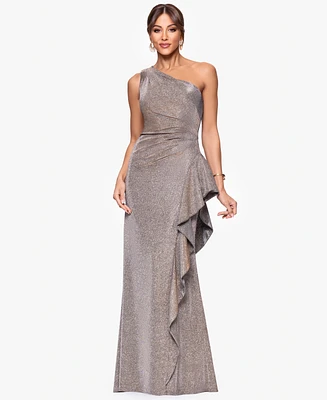 Xscape Petites One-Shoulder Long Sheath Dress