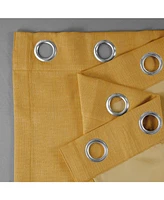 Half Price Drapes Dandelion Gold Grommet Textured Faux Linen Room Darkening Curtain