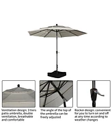 10 Ft Patio Umbrella 3-Tier Outdoor Table Large Pool For Deck, Pool, Garden, Patio-Red